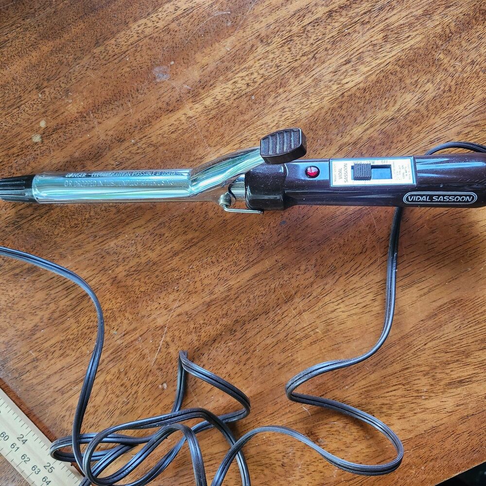 Vidal Sassoon VS-101 Vintage Curling Iron 1" Barrel 2 Heat Settings Brown/Chrome